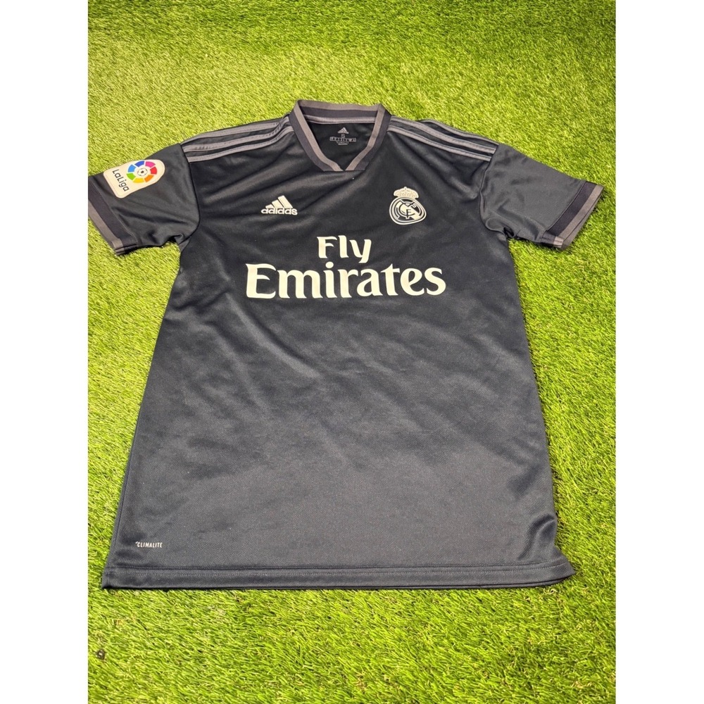 Real Madrid Adidas Fly Emirates Soccer Jersey Short Sleeve Gray La Liga Sz S